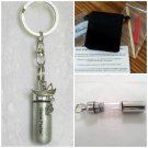 FISHERMAN "Gone Fishin" CREMATION URN on Stainless Keychain w/Pouch & Fill Kit