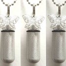 FIVE Brushed Silver Lace Butterfly CREMATION URN Necklaces w/Pouches & Fill Kit