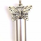 Silver Butterfly ANOINTING OIL HOLDER with Waterproof Vial and Velvet Pouch