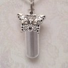 Large Butterfly Cremation Urn Keepsake Necklace with Velvet Pouch & Fill Kit