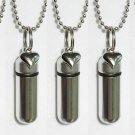 Set of 5 Silver Puffed Heart CREMATION URN NECKLACES w/Velvet Pouches & Fill Kit