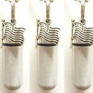 Set of 5 Brushed Silver US FLAG CREMATION URNS w/Velvet Pouches & Fill Kit