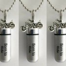 Set of 3 "Born To Ride" Motorcycle CREMATION URNS w/Pouches, Chains, Fill Kit