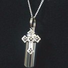 Silver Cross CREMATION URN  24" Curb-Link NECKLACE with Velvet Pouch & Fill Kit