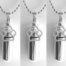Set of 3 Silver Dog Paw CREMATION URN Necklaces with Velvet Pouches