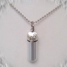 Paws on Silver Heart  24" Ball-Chain CREMATION URN NECKLACE w/Pouch & Fill Kit