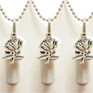 Set of 5 Brushed Silver Rose CREMATION URNS w/Pouches, Ball-Chains, Fill Kit