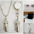 SILVER CROSS  2pc.Special Set - Anointing Oil Holder Necklace & Keychain w/Pouch