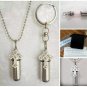 SILVER CROSS  2pc.Special Set - Anointing Oil Holder Necklace & Keychain w/Pouch