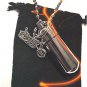 Brushed Silver Motorcycle Cremation Urn on 24" Ball Chain NECKLACE with Vial