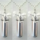 Set of FIVE Silver Dragonfly CREMATION URNS w/Pouches, Ball-Chains, Fill Kit