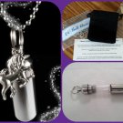 COMPLETE SET - Silver Unicorn Cremation Urn with Necklace,Velvet Pouch, Fill Kit