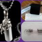 COMPLETE SET - Silver Unicorn Cremation Urn with Necklace,Velvet Pouch, Fill Kit