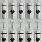 Set of TEN Engraved Heart Silver CREMATION URNS w/Velvet Pouches, Chains, Funnel
