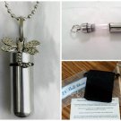 Mystical Dragonfly Cremation Urn Keepsake w/24" Necklace, Velvet Pouch, Fill Kit