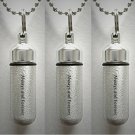 FIVE Brushed Silver "Always & Forever" CREMATION URNS w/Pouches, Chains, Funnel