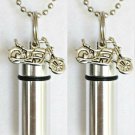 SET OF TWO Motorcycle CREMATION URNS on 24" NECKLACES w/Pouch & Fill Kit