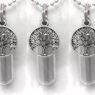 Set of THREE Silver Tree Of Life CREMATION URN Necklaces with Velvet Pouches