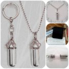 Dog/Cat/Pet Paw  2pc.Special Set - Cremation Urn Necklace & Keychain Urn w/Pouch