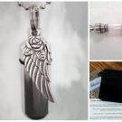 COMPLETE SET - Angel Wing with Rose Cremation Urn with Necklace, Pouch, Fill Kit