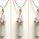 Set of 3  Rhinestone Breast Cancer CREMATION URN Necklaces w/Pouches