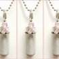 Set of 3  Rhinestone Breast Cancer CREMATION URN Necklaces w/Pouches