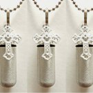 Set of 5 Brushed Silver FILIGREE CROSS CREMATION URN NECKLACES w/Engraved Hearts