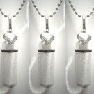 Set of 5 Brushed Silver Heart CREMATION URNS w/Velvet Pouches, Chains, Fill Kit