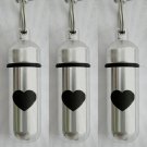 Set of 3 Engraved Simple Heart CREMATION URN Necklaces with Velvet Pouches