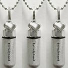 Set of FIVE Brushed Silver "Eternally Loved" CREMATION URN Necklaces w/Heart