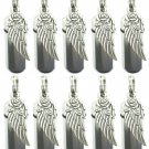 Set of TEN Angel Wing with Rose CREMATION URN Necklaces, w/Pouches, Ball-Chains, Fill Kit