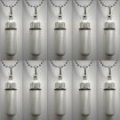 Set of TEN Brushed Silver CREMATION URN Necklaces w/Velvet Pouches, Ball-Chains, Fill Kit