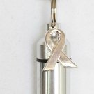 Lovely Silver Cancer Awareness Cremation Urn Necklace w/Velvet Pouch, Fill Kit
