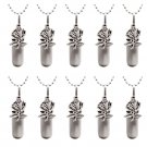 Family Set of TEN Brushed Silver Rose ANOINTING OIL HOLDER Necklaces w/Pouches