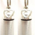 Set of 2 Brushed Silver Open Heart Cremation Urn Necklaces w/Pouches & Fill Kit
