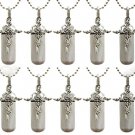 Set of 10 Brushed Silver Rose Cross CREMATION URNS w/Pouches, Chains, Fill Kit