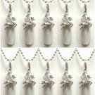 Set of TEN Brushed Silver Winged Horse CREMATION URN Keepsakes w/Pouches, Chains, Funnel