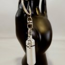 Brushed Silver Cremation Urn with NAVY Charm on Swivel Stainless Steel Keychain