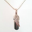 Angel Wing with Rose CREMATION URN 20" Ball-Chain NECKLACE w/Pouch & Funnel