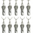 Set of TEN Angel Wings CREMATION URNS w/Velvet Pouches, Ball-Chains, Fill Kit