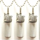 Set of 5 Brushed Silver US Flag CREMATION URNS w/Pouches, Chains, Fill Kit