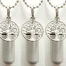 Set of 5 Brushed Silver Tree Of Life CREMATION URNS w/Pouches, Chains, Fill Kit