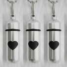 SET OF 5 Laser ENGRAVED Simple Heart CREMATION URN Necklaces w/Pouches, Fill Kit