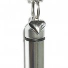 Lovely Classic Silver Heart CREMATION URN on 24" Chain with Pouch & Fill Kit
