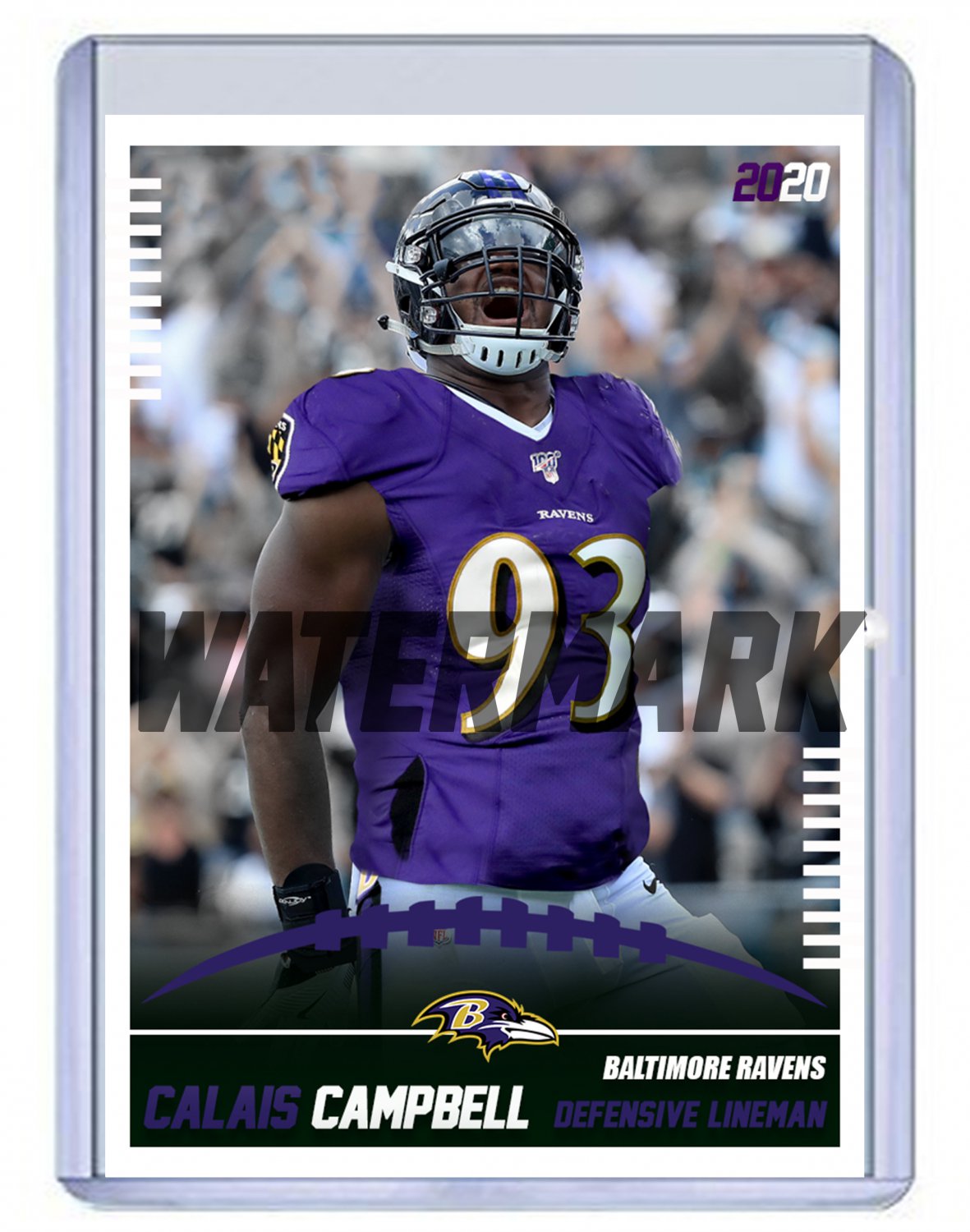 Calais Campbell 2020 Baltimore Ravens custom handmade football card