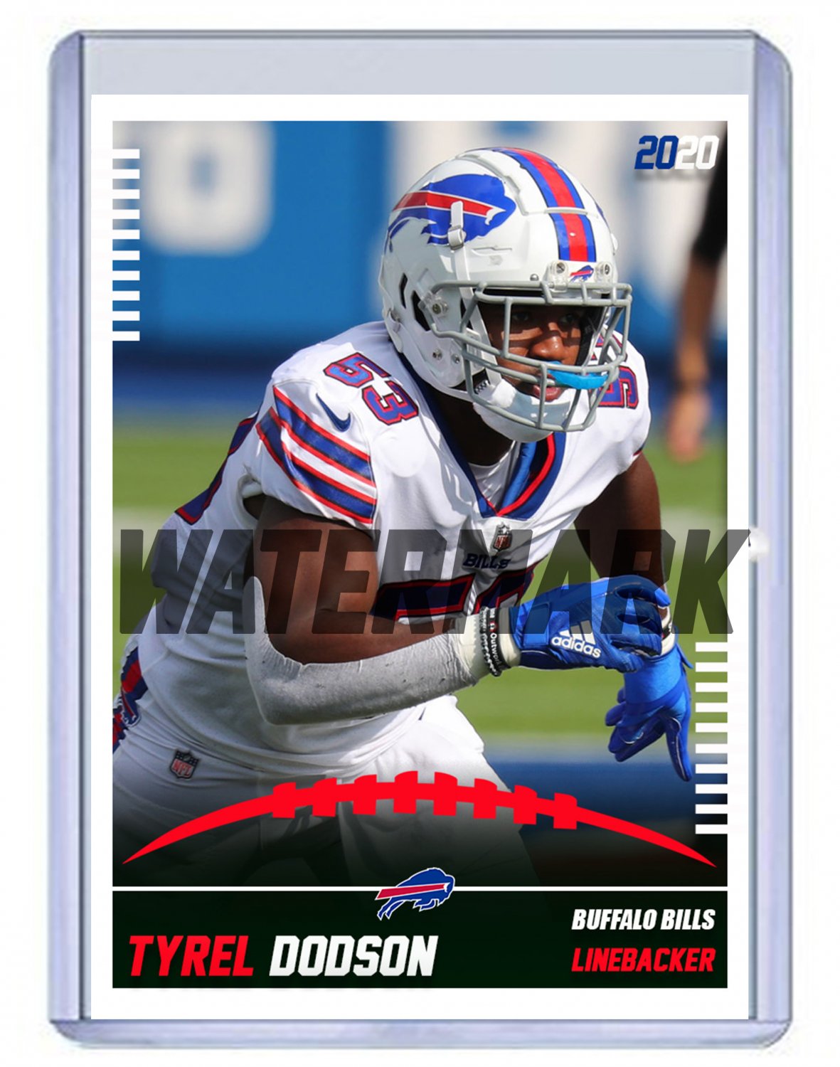 Tyrel Dodson 2020 Buffalo Bills custom handmade football card Tyrel Dodson 2020 Buffalo Bills custom handmade football card
