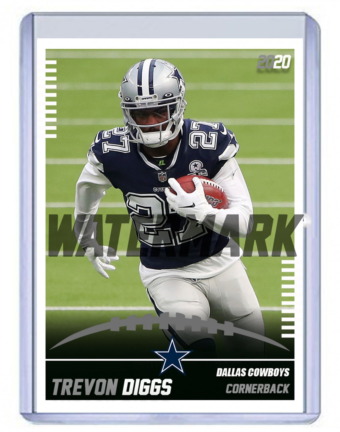 Trevon Diggs 2020 Dallas Cowboys custom handmade football card