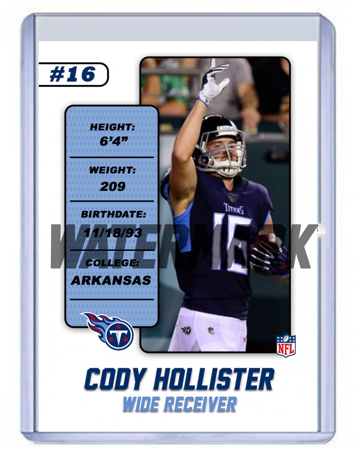 Cody Hollister 2020 Tennessee Titans custom handmade