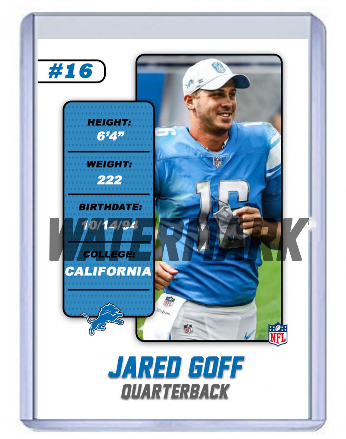 Jared Goff 2021 Detroit Lions custom handmade football card