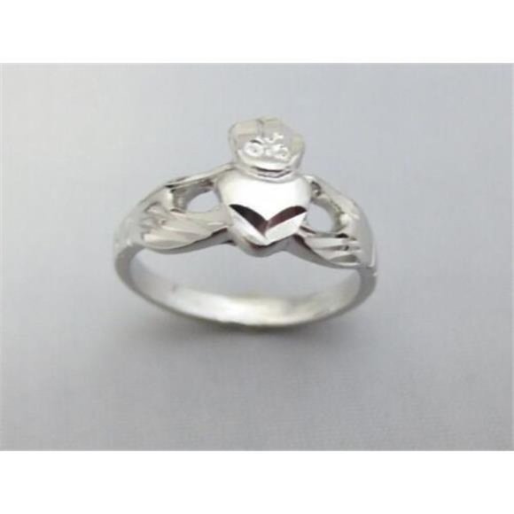 (Size 9) 14kt White Gold EP Celtic Irish Claddagh Ring (Brand New)